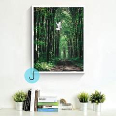 Forest landscape decorative painting, northern Europe, modern living room, wall painting, hotel corridor room, frame hung painting 60*60 Simple black wood grain frame White frame J Oil film laminating + low reflective organic glass