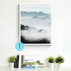 Forest landscape decorative painting, northern Europe, modern living room, wall painting, hotel corridor room, frame hung painting 60*60 Simple black wood grain frame White frame I Oil film laminating + low reflective organic glass