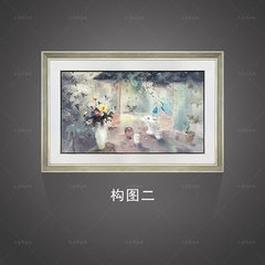 Large art European style hand-painted entrance, oil painting custom restaurant, Feng Shui murals, landscape decorative paintings, world famous paintings Wide 100*, high 70cm Composition two Single (continuous frame size)
