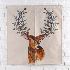 Nordic deerhead simple door curtain curtain curtain partition curtain fabric art porch wind and water curtain half curtain can be customized ml-314 short style 85*90cm