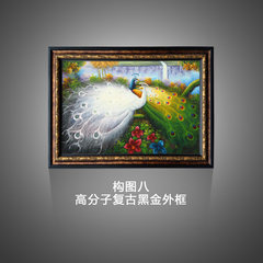 Large art living room vestibule vertical frame decorated painting, Chinese style, European style, Southeast Asian Animals, pure hand-painted peacock oil painting W 80* 110 did prevail in composition Composition of eight DMS1003 polymer frame Single (conti