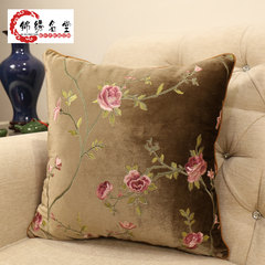 New Chinese style sofa cushions luxurious and high-end plush fabric embroidery rosewood furniture upholstery custom-made lap chair cushions - deep coffee 90*90cm