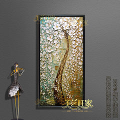 Mature tree abstract modern simple living room oil painting handmade authentic frame decorated wall paintings vertical wall hung mail 70*140cm Wooden black L word frame Oil film laminating + low reflective organic glass