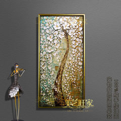 Mature tree abstract modern simple living room oil painting handmade authentic frame decorated wall paintings vertical wall hung mail 70*140cm Wooden gold L frame Oil film laminating + low reflective organic glass