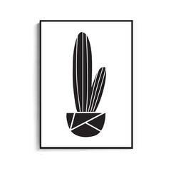 Black and white cactus bears, northern Europe minimalist creative hanging paintings, children's room wall decoration painting, oil painting frame painting 23 cm *28 cm Elegant silver frame L042 Oil film laminating + low reflective organic glass