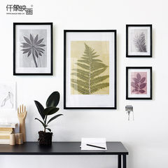 Thousand pictures like waking longevity living room decoration painting modern contracted sofa backdrop of multi picture 60*60 Simple black wood grain frame A set of four Oil film laminating + low reflective organic glass