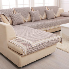 The old coarse cotton Fansen antiskid cotton woven cushion sofa towel four summer sofa cushion elegant brown coffee Elegant brown coffee 110*210cm