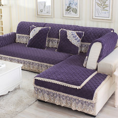 European-style Korean velvet sofa cushion fabric fashion winter thickening plush anti-skid sofa cover can be customized vienna-purple 45*45 sets