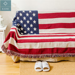 Nordic exports double-sided pure cotton knitting blanket winter sofa cushion sand hair towel cover carpet multi-function carpet American flag (double-sided) 65+17 vertical edge *180cm
