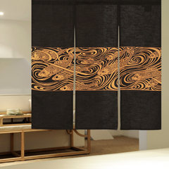 Chinese style partition curtain of cotton and linen in bocai tang and calligraphy hanging curtain of Japanese style wind and water curtain, kitchen curtain, transfer curtain, sub-section 90-90cm, to send quality cotton and hemp with telescopic rod -- yufu le