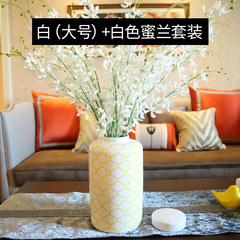 European style living room suit modern creative ceramic vase floral ornaments Home Furnishing floral decorations desktop decoration White large size + white honey suit