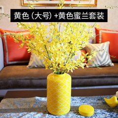 European style living room suit modern creative ceramic vase floral ornaments Home Furnishing floral decorations desktop decoration Yellow big size + yellow honey suit