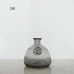 肆月。创意气泡花瓶 艺术手作玻璃器皿 图章水植瓶 插花摆件摆饰 D款