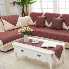 Fansen full fustian cotton woven fabric sofa cushion antiskid cushion sofa towel red wine fashion seasons Wine style 100*240cm