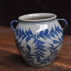 The town of porcelain blue and white porcelain ceramic flower vase story hand-painted floral ornaments creative tea accessories Home Furnishing plug Roll of grass