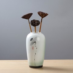 The new Chinese modern ceramic flower vase of flowers with bright glaze ink lotus flower Home Furnishing desktop living room furnishings In +3 a lotus