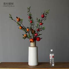 The Nordic modern minimalist decoration living room TV cabinet table table model plain ceramic vase Large +3 branch pomegranate fruit (1 orange 2 red)
