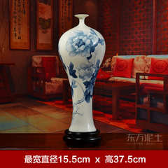 Oriental clay ceramic ornaments hand-painted vases Chinese living room TV cabinet shelf Decor / blossoming D59-11 beauty bottle (Mu Dan) blooming riches and honour