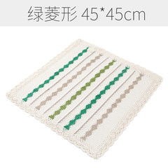 Cotton dining chair cushions summer breathable computer chair cushions linen office chair cushions cotton thread chair cushions 45*45± 3. Green diamond with strap 45*45± 3 cm