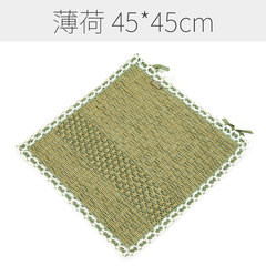 Cotton dining chair cushions summer breathable computer chair cushions linen office chair cushions cotton thread chair cushions 45*45± 3. Menthol green with bandage 45X45± 3 cm