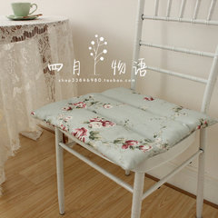 Rose French American idyllic cotton and linen floret office chair chair chair chair dining chair cushion thin 11L light green background lace belt