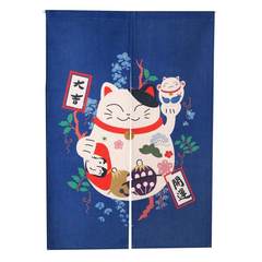 Japanese money cat cartoon door curtain feng shui hangs half curtain porch adornment cotton and hemp cloth curtain partition bedroom kitchen study tomd042 big Italy cat gao 120