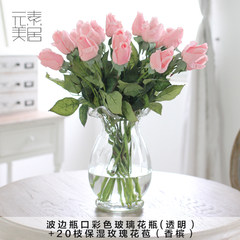 In the process of high simulation elements of the United States feel the rose flower simulation package Home Furnishing indoor rose flowers Transparent bottle + champagne