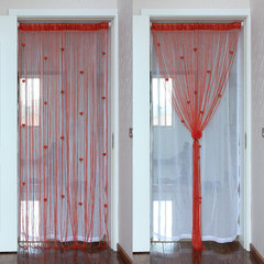 Anti-mosquito curtain bedroom kitchen living room anti-fly partition curtain Japanese upscale gauze window cloth art gauze door half curtain hanging curtain custom width 85X150 long big red send rod