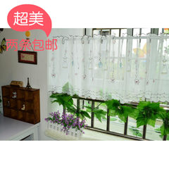 Two new shipping gauze curtain curtain embroidered half coffee curtain Christmas gift kitchen curtain curtain short If the color is 150 wide, *60 high