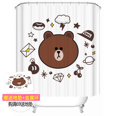 Cartoon can be customized waterproof, mildew-proof, thickened bath curtain, shower curtain, toilet, lovely curtain, door curtain, broken curtain, 100* high, 180 (thickened)