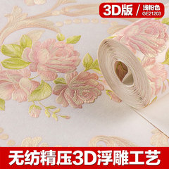 American style rural non-woven fabric, fine pressure process wallpaper, romantic rose, living room, bedroom, background, wall paper, mail Light pink /GE21203 Wallpaper only