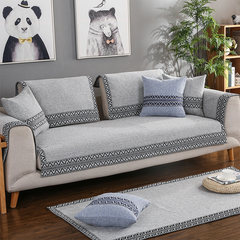 Cotton and hemp sofa cushion four seasons general cloth art anti-skid cushion contracted modern omnipotent all-purpose bag sitting room sofa cover towel DF cotton and hemp grey custom-made do not return not change, clap change price