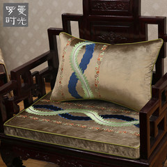 Chinese embroidered sofa cushions rosewood circle chair cushions luo han mattress flannelette customized solid wood furniture sofa cushions long feng chengxiang - coffee 40*60cm (pillow case + pillow core)