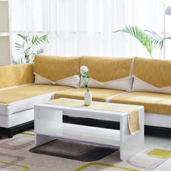 Sofa cushion is contracted contemporary pure color cloth art four seasons general sand hair towel prevent slippery sofa cover all cover yellow custom-made yellow (lace) 80*80cm