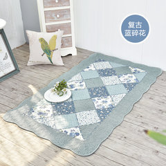 All-cotton Korean bedroom floor mat foyer foot pad absorbing water sitting room tea table non-slip bed pad machine-washable 40× 60CM vintage - blue floral