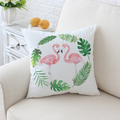Flamingo flannelette Nordic combination creative gifts ikea sofa cushions pillow backrest backrest chair backrest window pillow 55x55cm [double sided only buy a suit] simple jungle -3