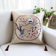 New Chinese style embroider flower bird classical rosewood sofa cushion for leaning on sets Chinese wind places a field the waist pillow holds pillow to cover cushion for leaning on to contain core big (55*30 centimeters) full courtyard fang