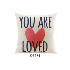 Watercolor heart style simple modern pillow case core English letter sofa office cushion for leaning on car waist pillow 45X45cm [pillow case] Q3584