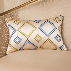 European-style cream-colored european-style embroidered flower cushion for leaning on the head of a bed by a bag cover sofa cushion for leaning on the office with large core customization 30X42cm (coat + inner core) beige waist pillow (large grid)