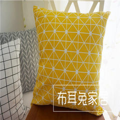 Simple and fresh Nordic white grid grey arrow field cotton and linen pillow cover cushion cover pillow cover with core sofa double pillow: 50x70cm lemon yellow rice