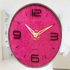 Metal watch clock living room bedroom quiet upscale fashion simple clock watch quartz clock 12 inches Bright red