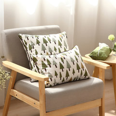 The green forest simple office siesta pillow cotton pillow waist pillow bed sofa cushion car Large size (55*30 cm) Pillow 45x45cm