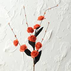 [French] mountain tree rose flower flower flower decoration freehand manual vintage floral flowers floral PE simulation 1 branches about 8 heads, orange