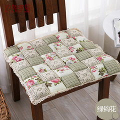 Qinyuan household Korean style rural wind steamed bread hook cushion lace lace lace chair cushion office cushion thickened table chair cushion large size pillow: 55X55cm green hook flower