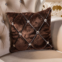 New classic household model room european-style plush diamond pillow luxurious bedroom sofa fabric cushion pillow cover large size (55*30 cm) coffee color pillow 45cm*45cm