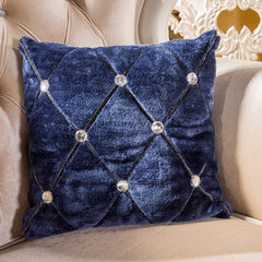 New classic household model room european-style plush diamond pillow luxurious bedroom sofa fabric cushion pillow cover large size (55*30 cm) blue pillow 45cm*45cm
