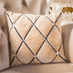 New classic household model room european-style plush diamond pillow luxury bedroom sofa fabric cushion pillow cover large size (55*30 cm) beige pillow 45cm*45cm