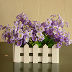 Simple decorative flower flower flower simulation Home Furnishing silk suit wood fence decoration bridal jewelry in front of small flowers Campanula purple + white 16cm fence