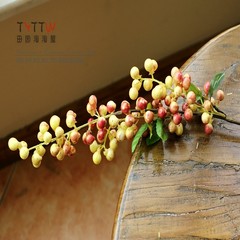 Garden decoration simulation fruit branches, leafy long branches berries, home art, flower arrangement, flower decoration, flower simulation flower Pink paragraph