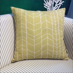 Mocha geometric cushion for leaning on embracing pillow individual character sofa cushion for leaning on living room embracing pillow contains core stripe contracted modern cushion for leaning on 44*44CM of northern Europe [only pillowcase] yellow green curve